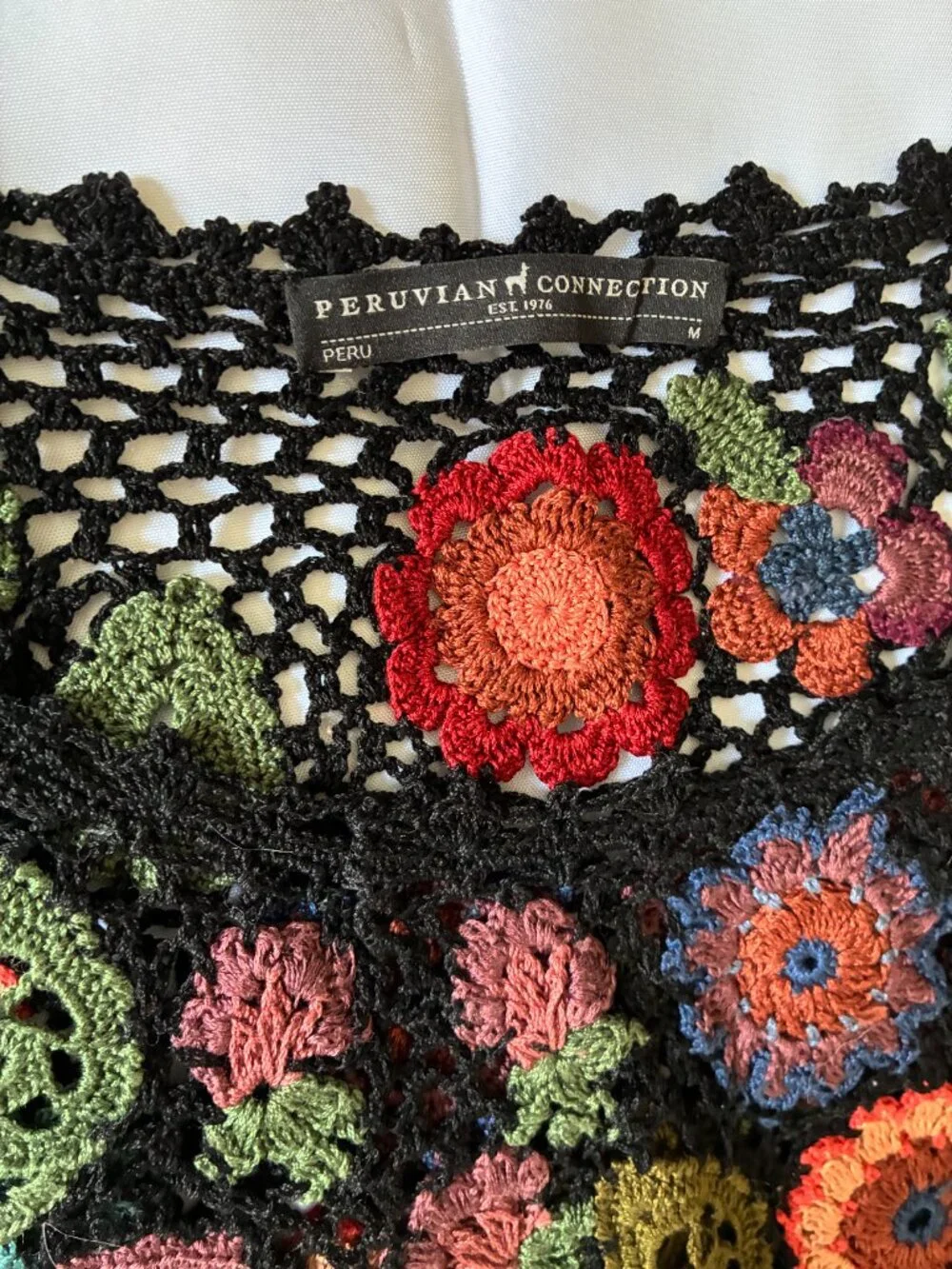 Peruvian Connection Millefiori Wildflower Hand-crocheted Sweater - Picture 3 of 14